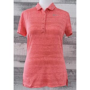 Nike Golf Dri-fit Polo Shirt Women M Pink Outdoors Tennis Golfer Top